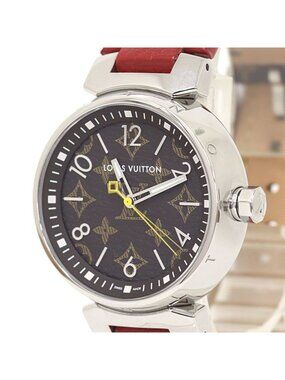 Louis Vuitton Watch Tambour Monogram Brown Dial Quartz Polished